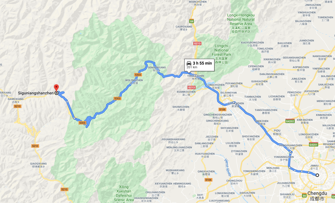 Mount Siguniang Hiking Transfer Map